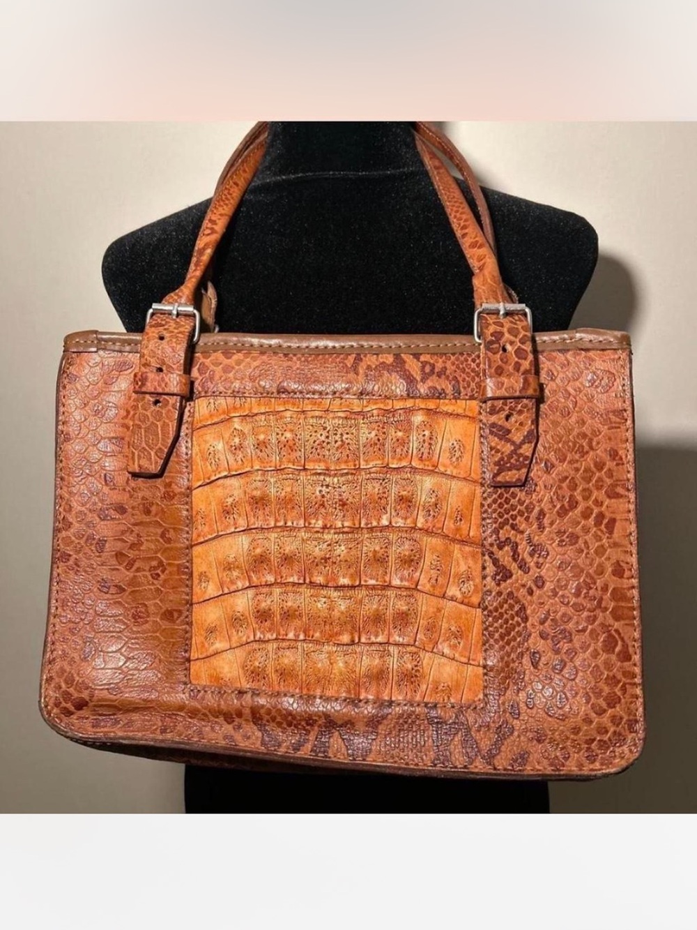 Vintage Crocodile-Embossed Leather purse